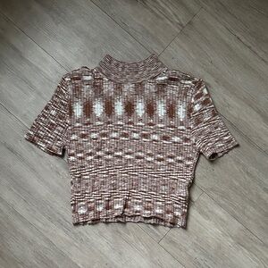 Forever 21 Brown and Cream Knit Top